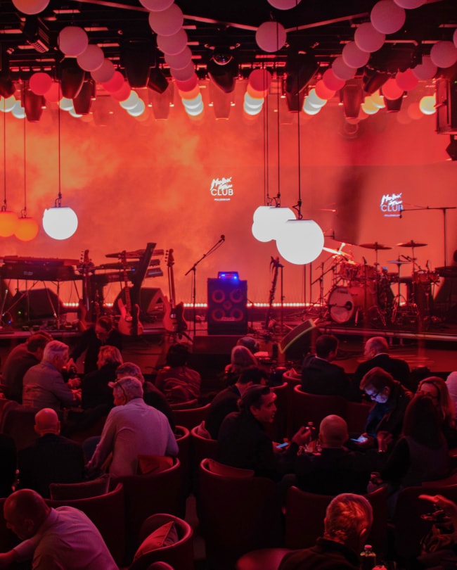 Cabaret-style concert at the Montreux Jazz Club Millennium in red light